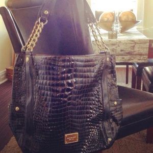 Michael Kors chocolate patent/gold chain handbag!